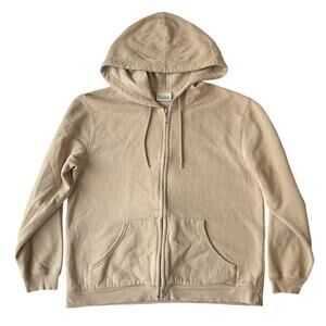 Classic Elements Women Hoodie Jacket Size SP Beige Fleece Zipper Long Sleeve